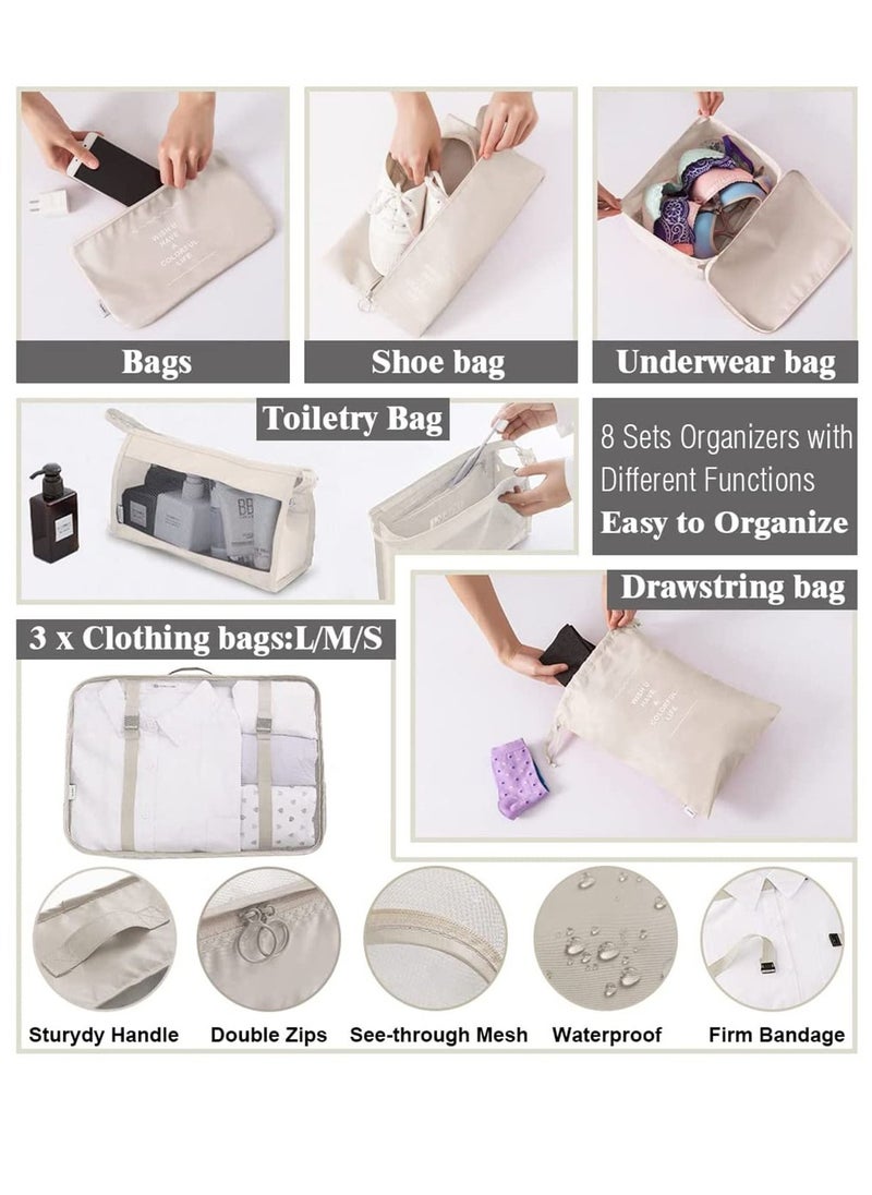 KASTWAVE - 8 Set Packing Cubes for Suitcases Travel Cubes Packing Luggage Organizers Accessories Bag Large Lightweight Waterproof Storage Bag Travel Gear with Toiletries Cosmetic Clothes Bag - Image 1