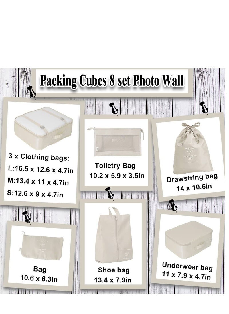 KASTWAVE - 8 Set Packing Cubes for Suitcases Travel Cubes Packing Luggage Organizers Accessories Bag Large Lightweight Waterproof Storage Bag Travel Gear with Toiletries Cosmetic Clothes Bag - Image 1