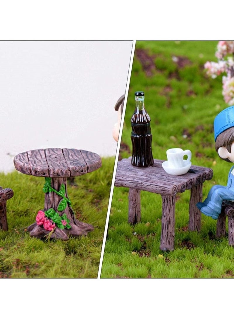 Y&D Micro Furniture Ornaments, 11Pcs Fairy Garden Ornaments Miniature Table and Chairs Set Village for Dollhouse Accessories Home Landscape Decoration  - Image 5