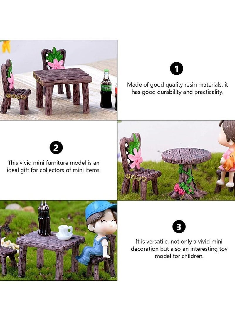 Y&D Micro Furniture Ornaments, 11Pcs Fairy Garden Ornaments Miniature Table and Chairs Set Village for Dollhouse Accessories Home Landscape Decoration  - Image 3