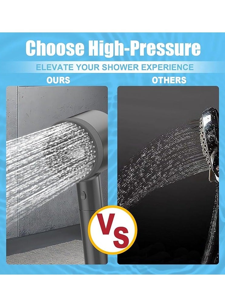 BEILINGDUN High Pressure Shower Head, Filtered Shower Head with Handheld, Multiple Spray Modes with Pause Switch Water Saving Filter Showerhead,Showerhead Set, for Pets Bath (Grey) - Image 3