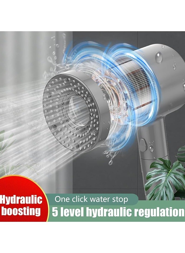 BEILINGDUN High Pressure Shower Head, Filtered Shower Head with Handheld, Multiple Spray Modes with Pause Switch Water Saving Filter Showerhead,Showerhead Set, for Pets Bath (Grey) - Image 5