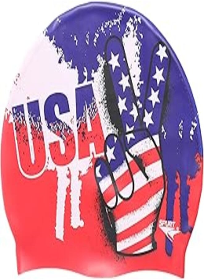 Spurt SPURT Silicone Swimming Cap in Folder American Flag 
