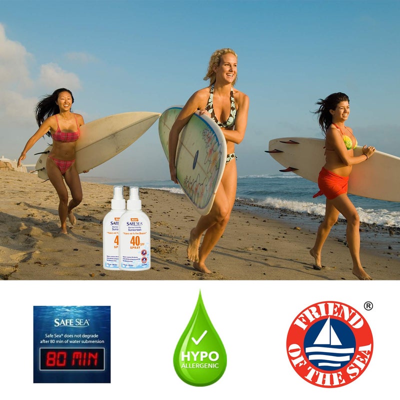 Safe Sea Sunscreen with SPF40 Spray. Eco-friendly Sunscreen. (40SPF Adults 4OZ) 2 Pack. - Image 3
