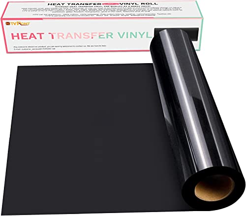 HTVRONT HTV Black Heat Transfer Vinyl Rolls - 12" x 15ft Black HTV Vinyl for Shirts, Black Iron on Vinyl for All Cutting Machines - Easy to Cut & Weed for Heat Vinyl Design - Image 1