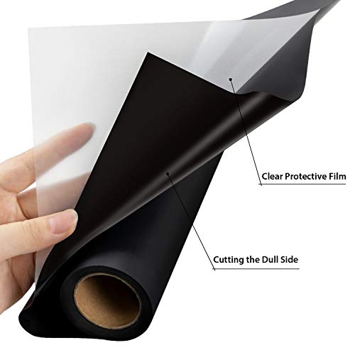 HTVRONT HTV Black Heat Transfer Vinyl Rolls - 12" x 15ft Black HTV Vinyl for Shirts, Black Iron on Vinyl for All Cutting Machines - Easy to Cut & Weed for Heat Vinyl Design - Image 5