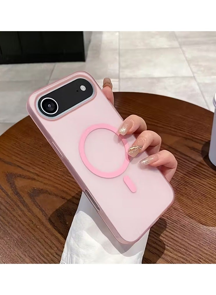 جراب ماجسيف فاخر غير لامع لهاتف آيفون 17 إير، غطاء مغناطيسي نحيف مقاوم للصدمات، (وردي)