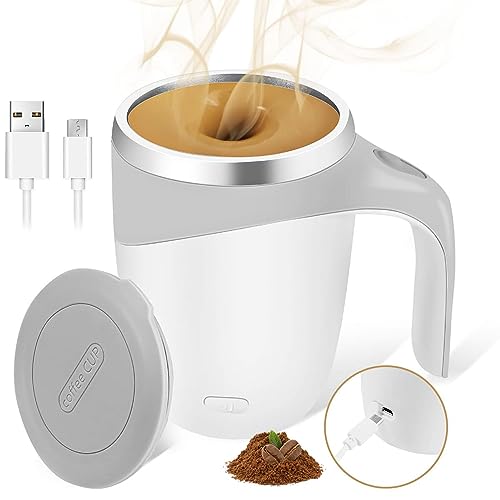 Maharsh Automatic Magnetic Stirring Coffee Mug, Rotating Home Office Travel Mixing Cup Suitable For Coffee, Milk, Cocoa And Other Beverages (Rechargable White), 380 ML - Image 1