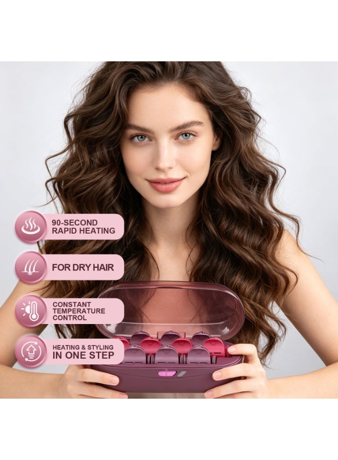 DSP Hair Rollers,Fast Heat Roller for Long,Medium & Short Hair, 6 Ceramic Flocked 23mm and 4 28mm Heated Hair Rollers with Clips, for Women, Volume & Curls - Image 2
