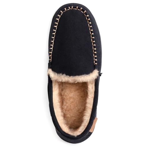 Zigzagger Men's Moccasin Slippers Memory Foam House Shoes, Indoor and Outdoor Warm Loafer Slippers, Black, 14 M US - Image 5