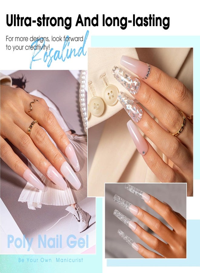 ROSALIND Pink Poly Nail Gel Kit -12 Colors + Nail Art Accessories Kit Nude Shades Poly Nails Gel Starter Kit with Slip Solution All Seasons Classic Colors Nails Extensions Set with Mini UV Lamp - Image 4
