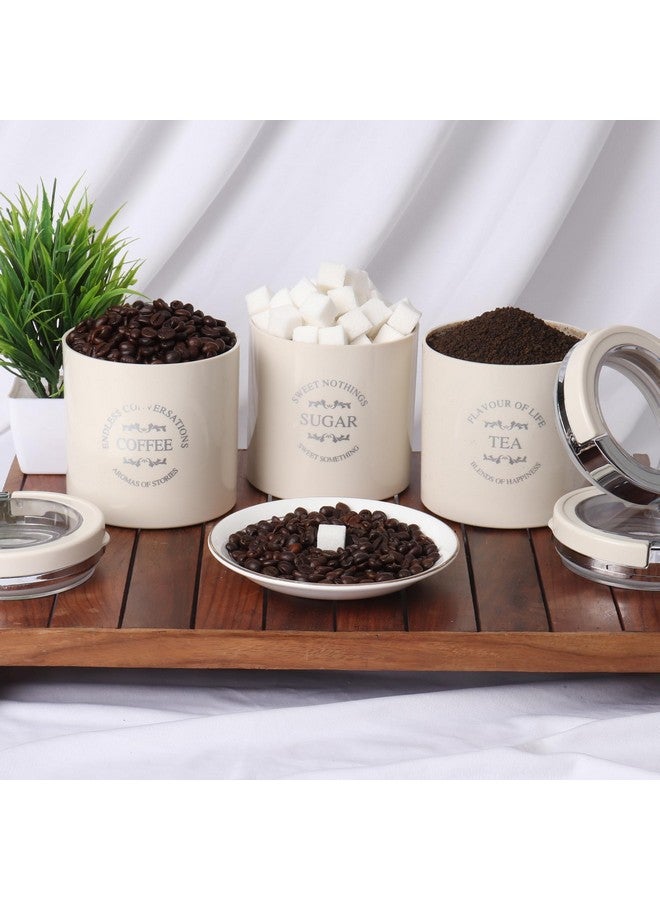 Jaypee Plus Classique 3-750 ml Silicone Storage Jar & Container | Break Resistant Tea, Sugar & Coffee Container | Air Tight Rubber Locking Lid with Glossy Finish Set of 3- (Ivory) - Image 2