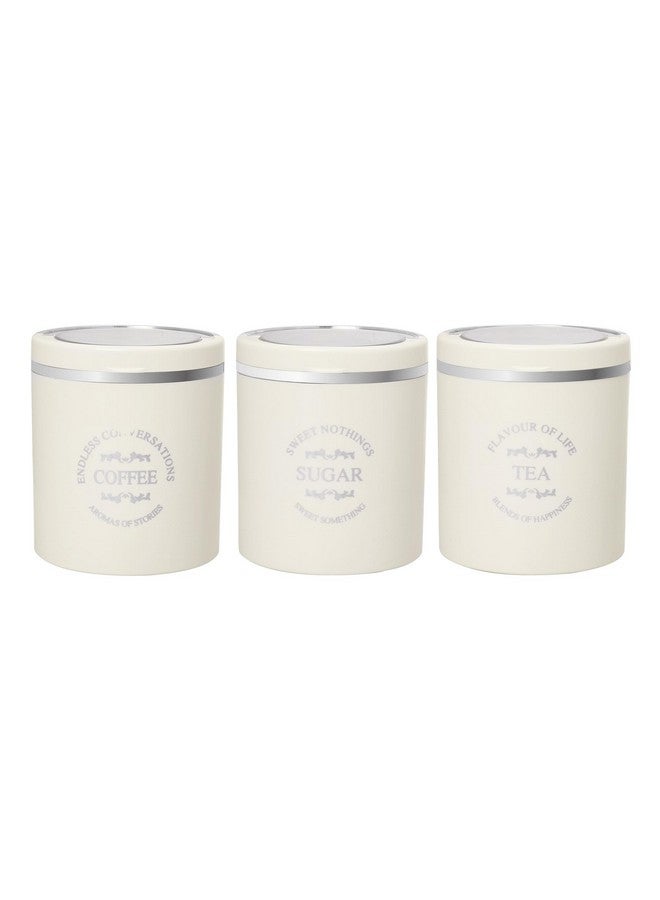 Jaypee Plus Classique 3-750 ml Silicone Storage Jar & Container | Break Resistant Tea, Sugar & Coffee Container | Air Tight Rubber Locking Lid with Glossy Finish Set of 3- (Ivory) - Image 1