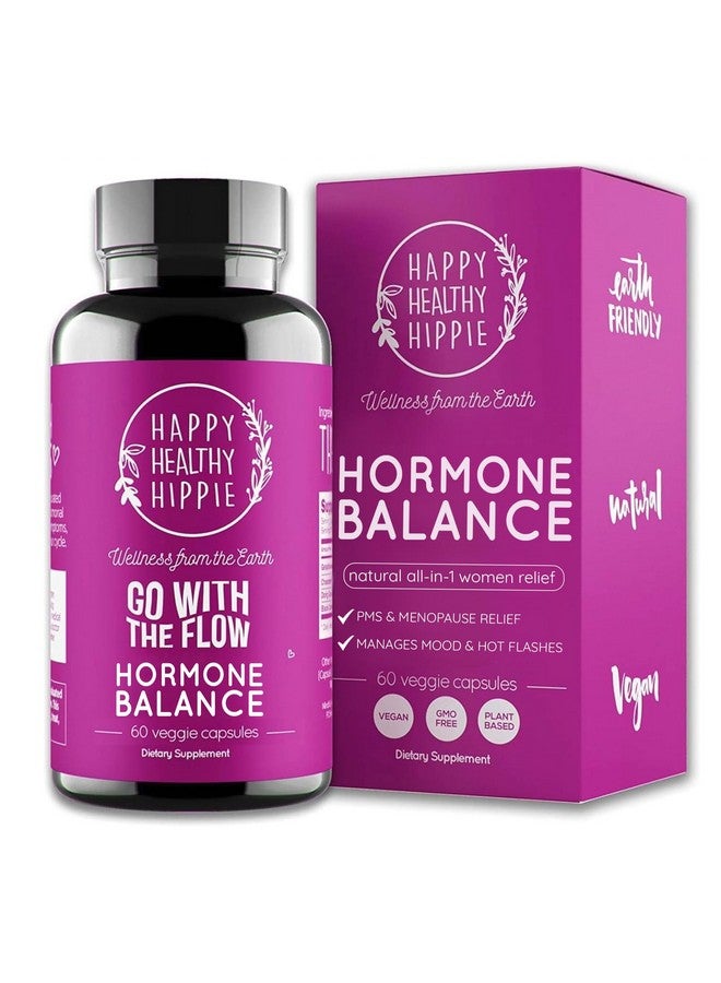 Happy Healthy Hippie Hormone Balance for Women - PMS Support Supplement & Menopause Supplements for Women | Mood Support, Bloating Relief, PMDD | Black Cohosh, Chasteberry Supplement for Women, 60 Ct - Image 1
