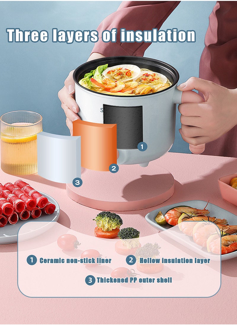 Uwals 1.8L Electric Hot Pot with Steamer and Temperature Control Non-Stick Electric Cooker Shabu Shabu, Electric Skillet,Frying Pan,Electric Saucepan,for Noodles, Egg, Steak, Sauté, Steam, Oatmeal and Soup  - Image 4