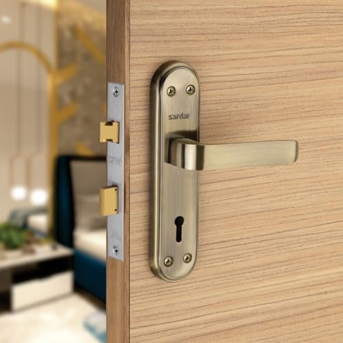 SARDAR IM-07 Iron Handle Set 7 Inch|2 Keys | 6 Lever Single Turn Lock Set| Handle Set for Door, Bathroom, Bedroom, Living Room| (Antique) - Image 1