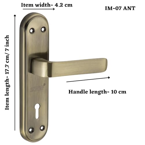 SARDAR IM-07 Iron Handle Set 7 Inch|2 Keys | 6 Lever Single Turn Lock Set| Handle Set for Door, Bathroom, Bedroom, Living Room| (Antique) - Image 2