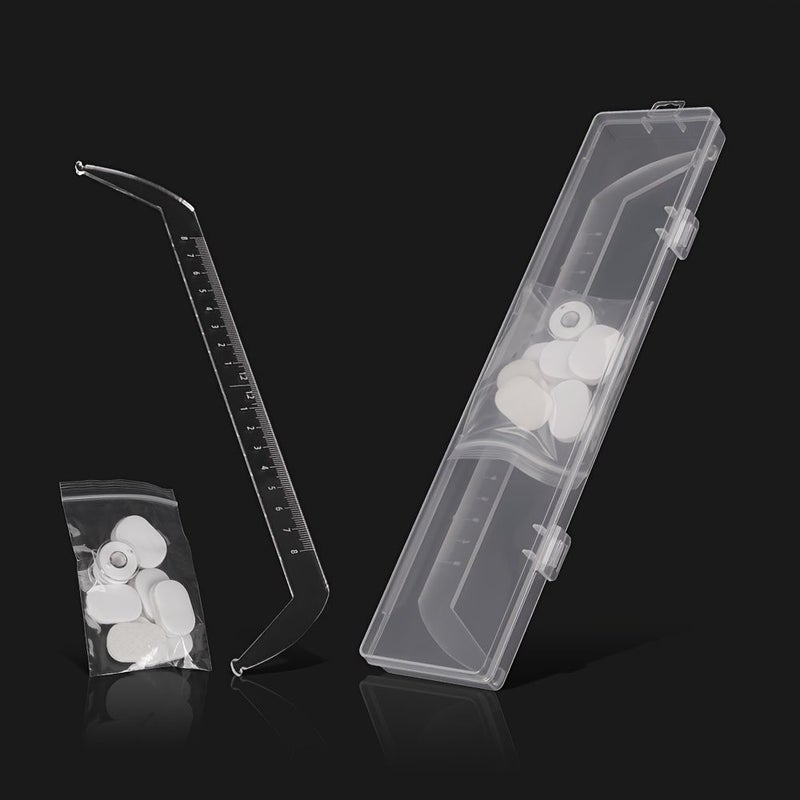 Transparent White Boxed Eyebrow Positioning Tools Trimmer Set Ruler Corrector Reusable Professional Level Measuring Tool for Eyebrow Line Drawing - Image 4