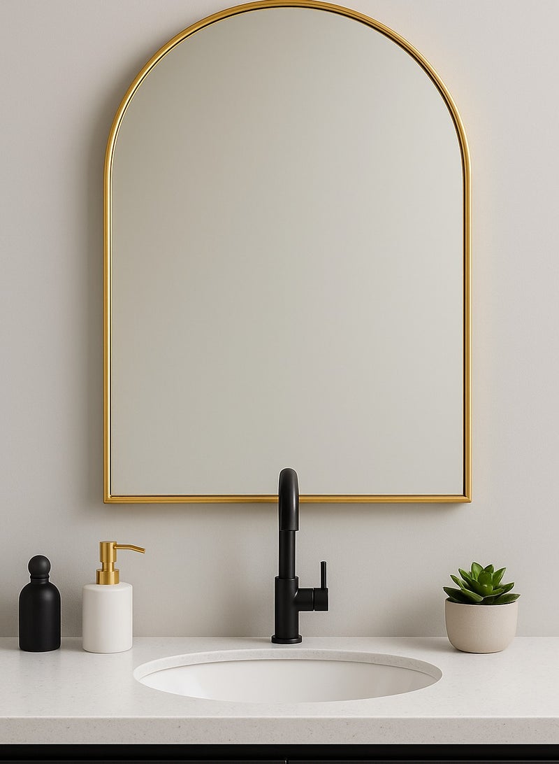 Glass Corner 60*120 Half-Circular Top Mirrors - Gold - Image 2