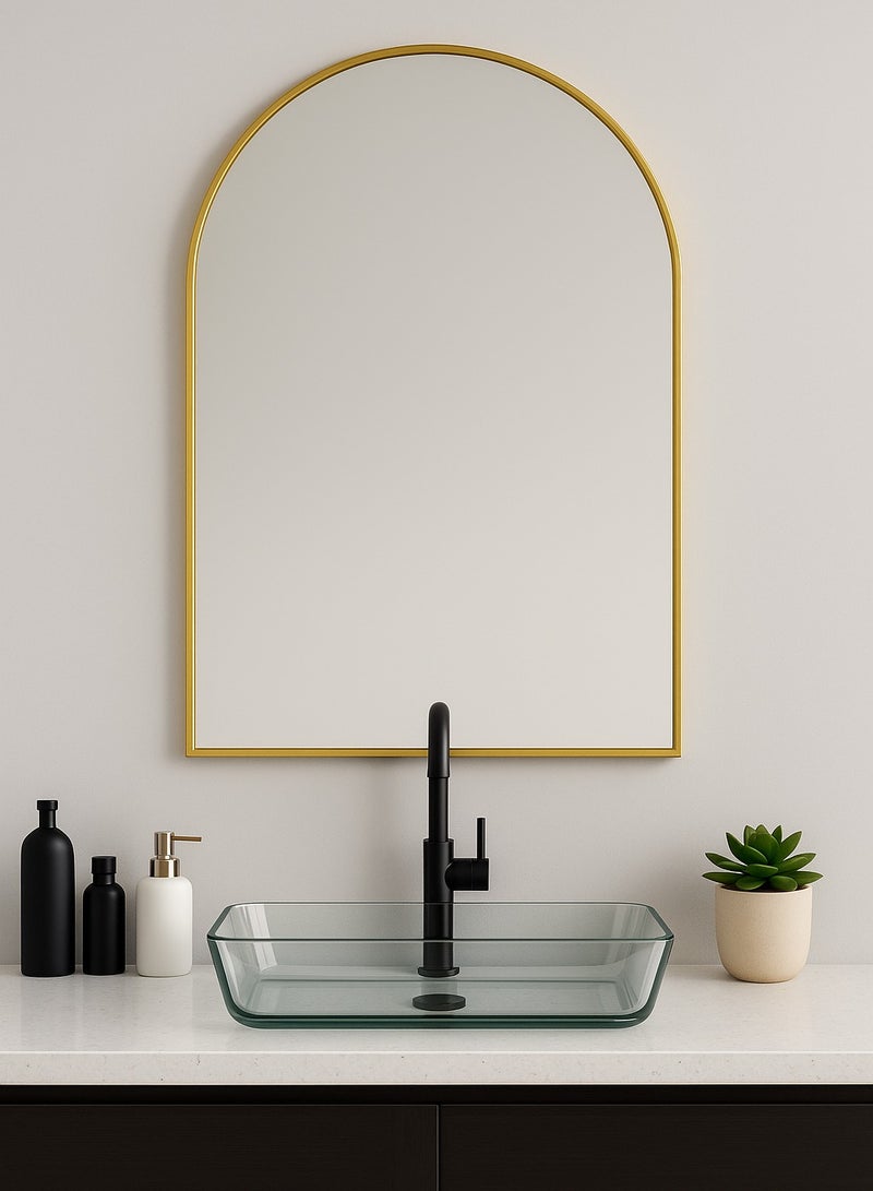Glass Corner 60*120 Half-Circular Top Mirrors - Gold - Image 1