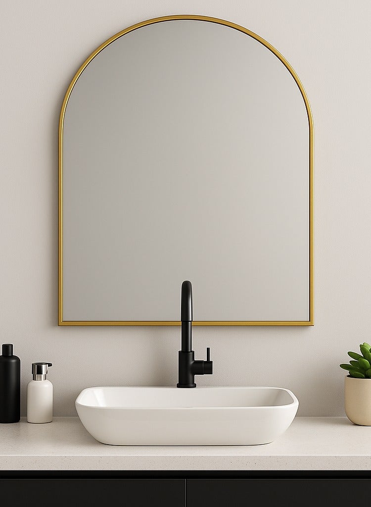 Glass Corner 60*120 Half-Circular Top Mirrors - Gold - Image 4