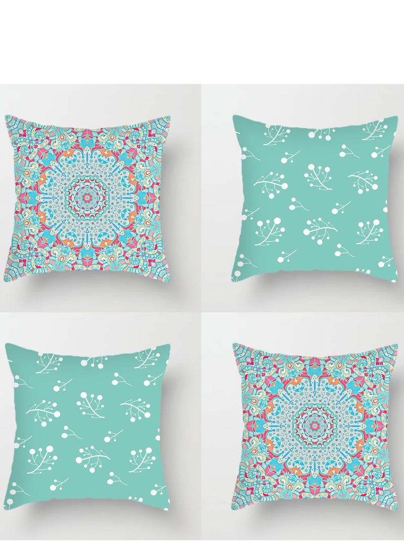Cushion Covers Sets of 4, Bohemian style Sofa Throw Pillow Cover, Decorative Outdoor Linen Fabric Pillow Case for Couch Bed Car Home Sofa Couch Decoration 45x45cm - Image 1
