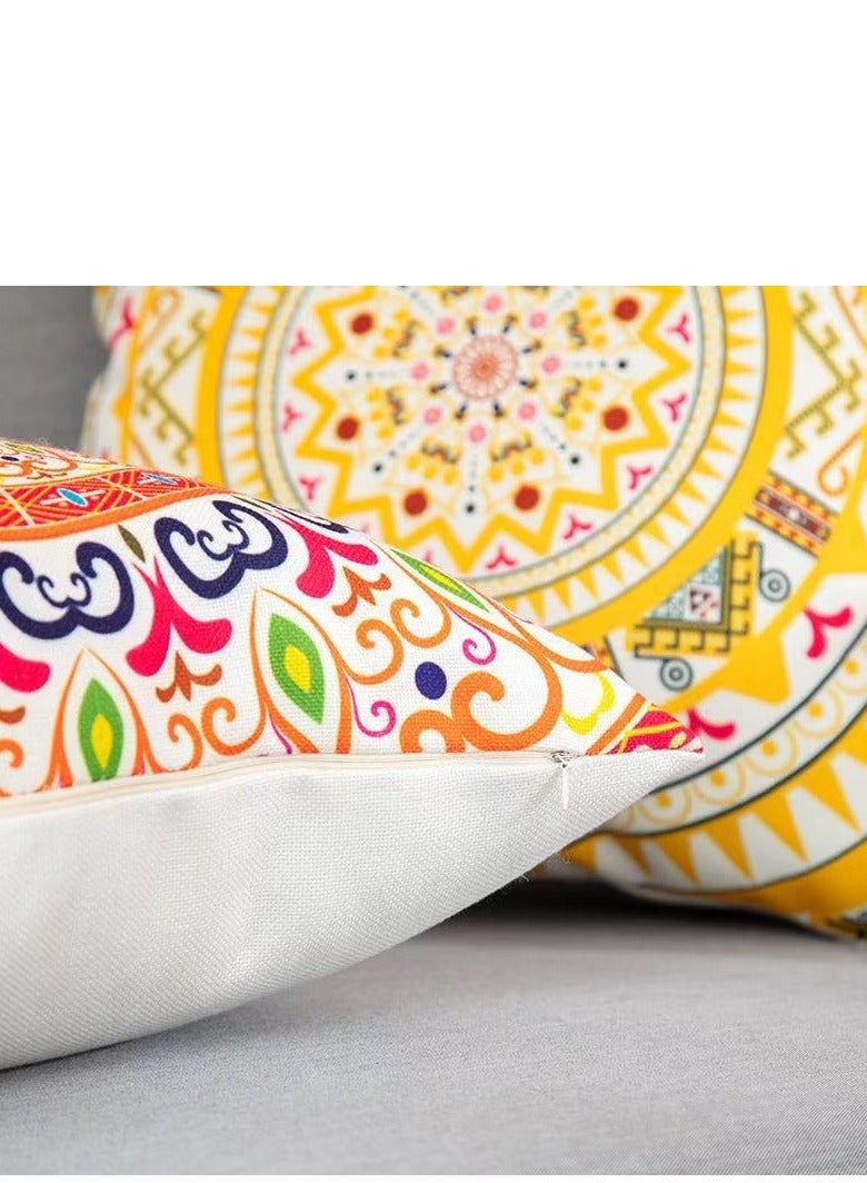 Cushion Covers Sets of 4, Bohemian style Sofa Throw Pillow Cover, Decorative Outdoor Linen Fabric Pillow Case for Couch Bed Car Home Sofa Couch Decoration 45x45cm - Image 5
