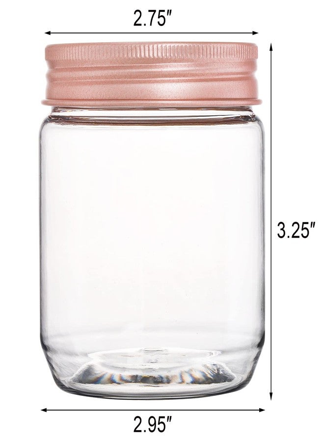 Fasmov 25 Pack 8 Ounce Clear Plastic Jars Containers with Rose Gold Lids, Round Empty Plastic Slime Storage Containers for Kitchen & Household Storage - BPA Free - Image 2