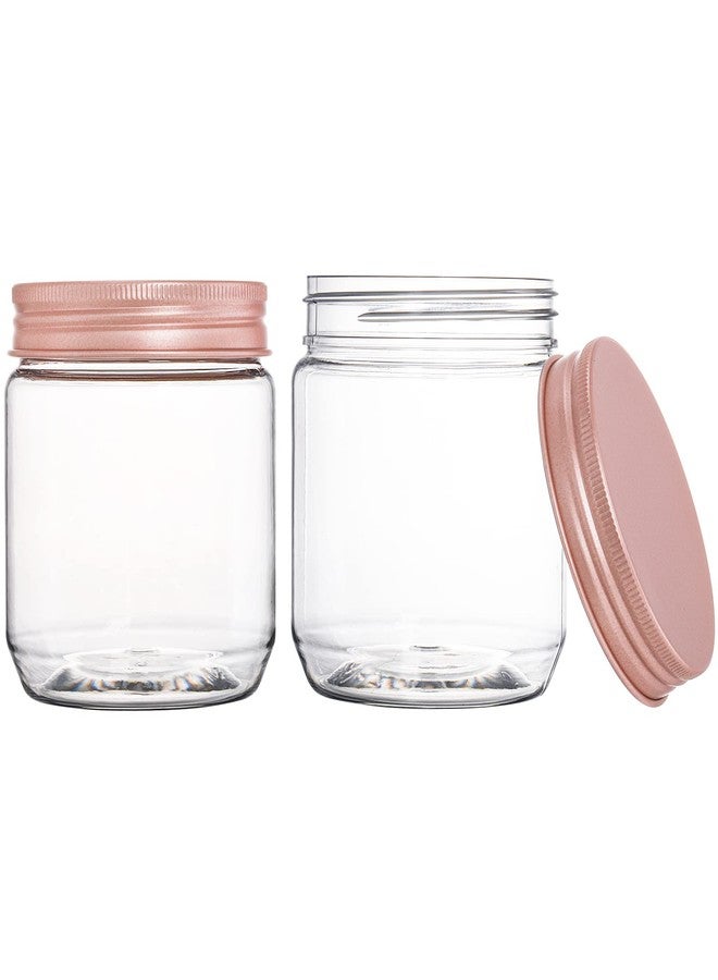 Fasmov 25 Pack 8 Ounce Clear Plastic Jars Containers with Rose Gold Lids, Round Empty Plastic Slime Storage Containers for Kitchen & Household Storage - BPA Free - Image 3