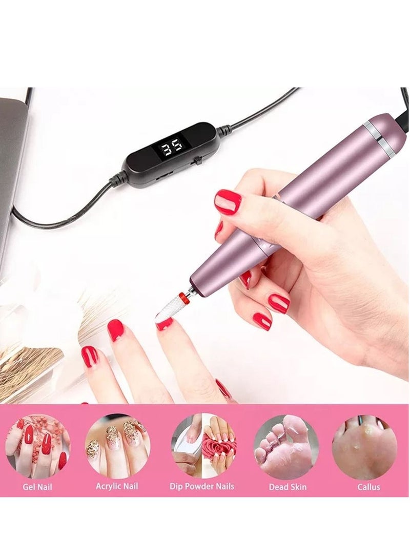general 30000RPM Portable Electric Nail Drill, Compact Efile Handpiece Professional Manicure Pedicure Nail File Drill Kit, Rosegold - Image 1