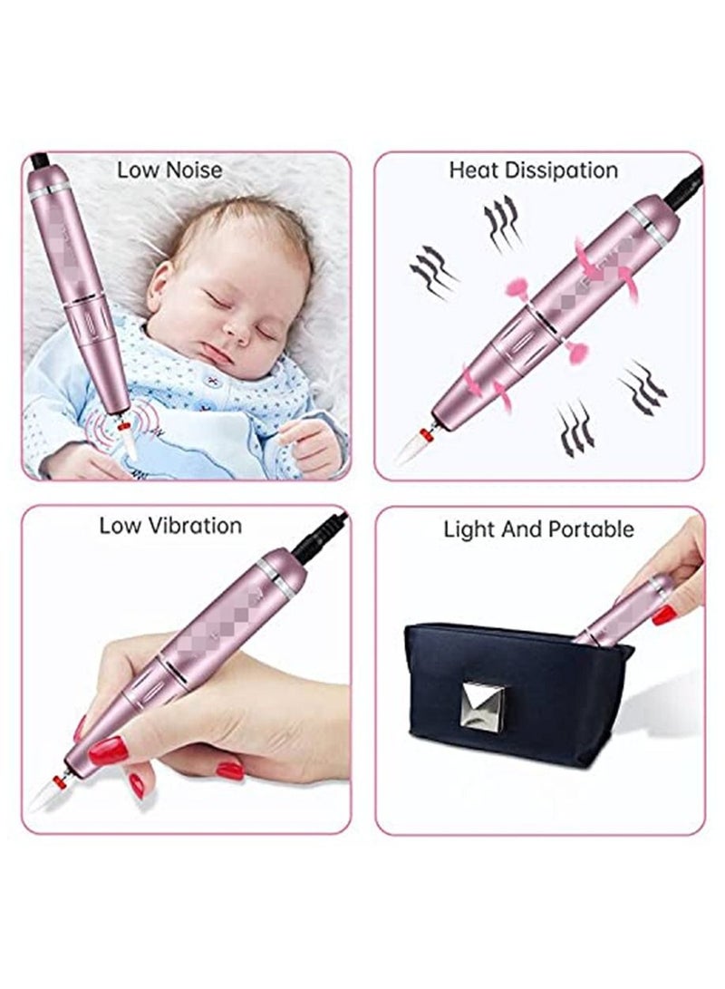 general 30000RPM Portable Electric Nail Drill, Compact Efile Handpiece Professional Manicure Pedicure Nail File Drill Kit, Rosegold - Image 5