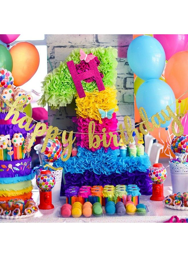 LeeSky لافتة عيد ميلاد سعيدة باللون الذهبي مع لمعة لامعة لعيد الميلاد الذهبي لزينة حفلات عيد الميلاد - Image 3