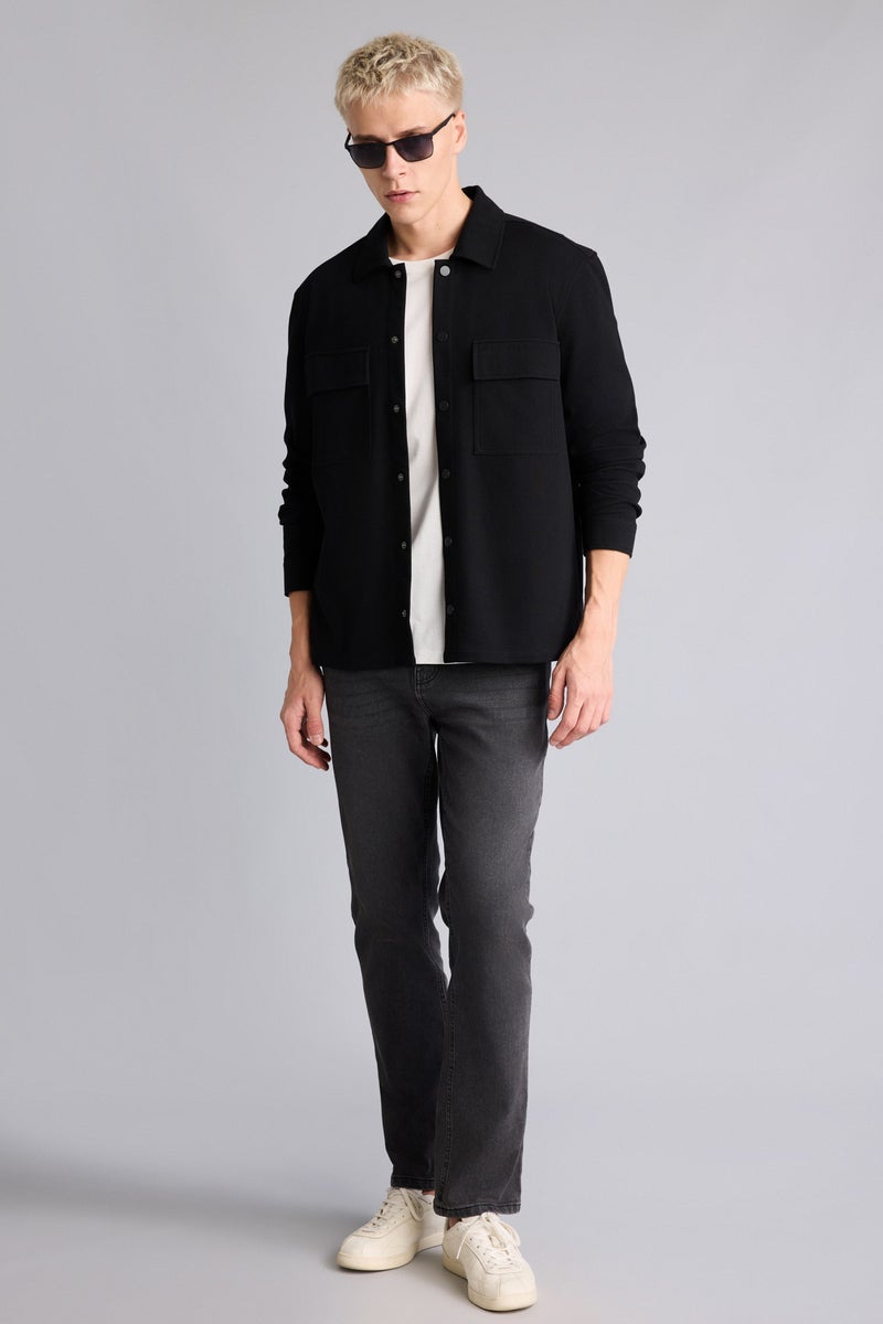DeFacto Black Man Regular Fit Shirt Collar Shirt Jacket Casual - Image 2