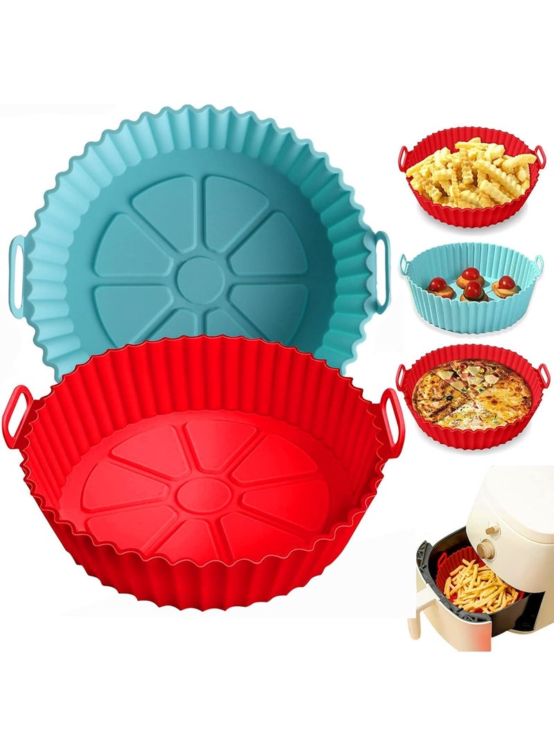 Generic Air Fryer Silicone Baking Pan 2 PCS – Reusable Heat Resistant Cooking & Baking Tray with Handles for Air Fryer & Oven (Multicolor) - Image 1
