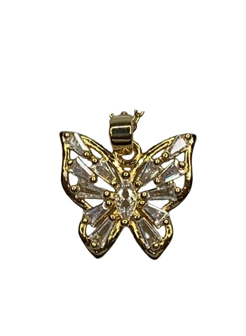 Influence Germany Butterfly Crystal Pendant Necklace – Gold-Tone Stainless Steel - Image 3