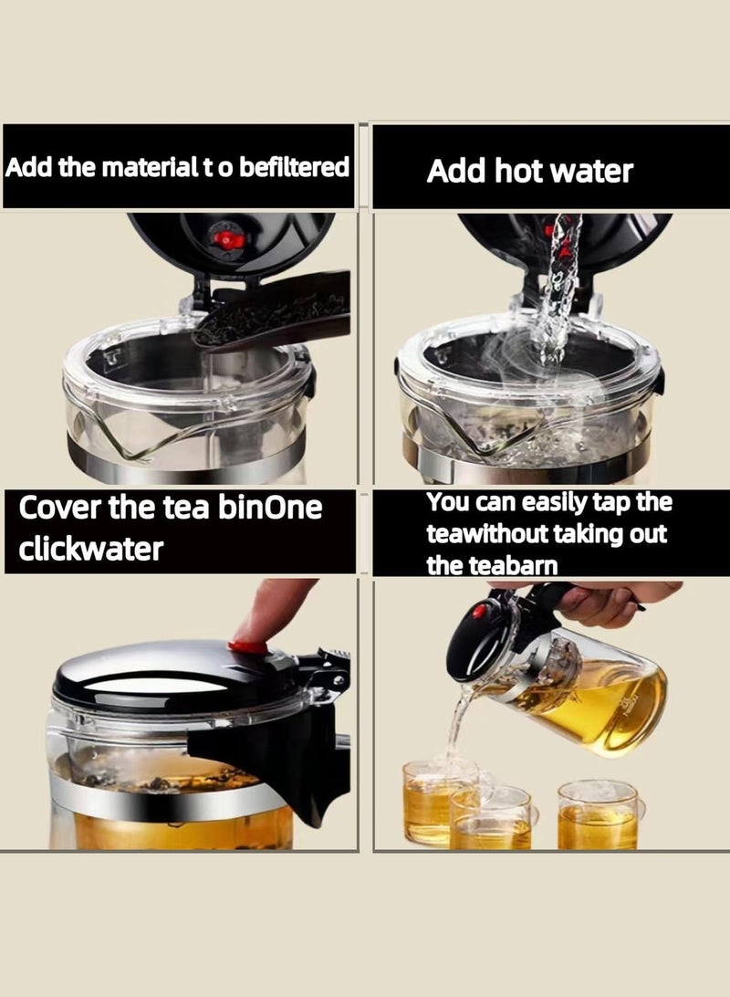 LOOPITYS 500ml glass teapot, detachable, detachable glass filter borosilicate glass teapot, fragrant loose leaf teapot, transparent teapot for 360 degree observation - Image 2