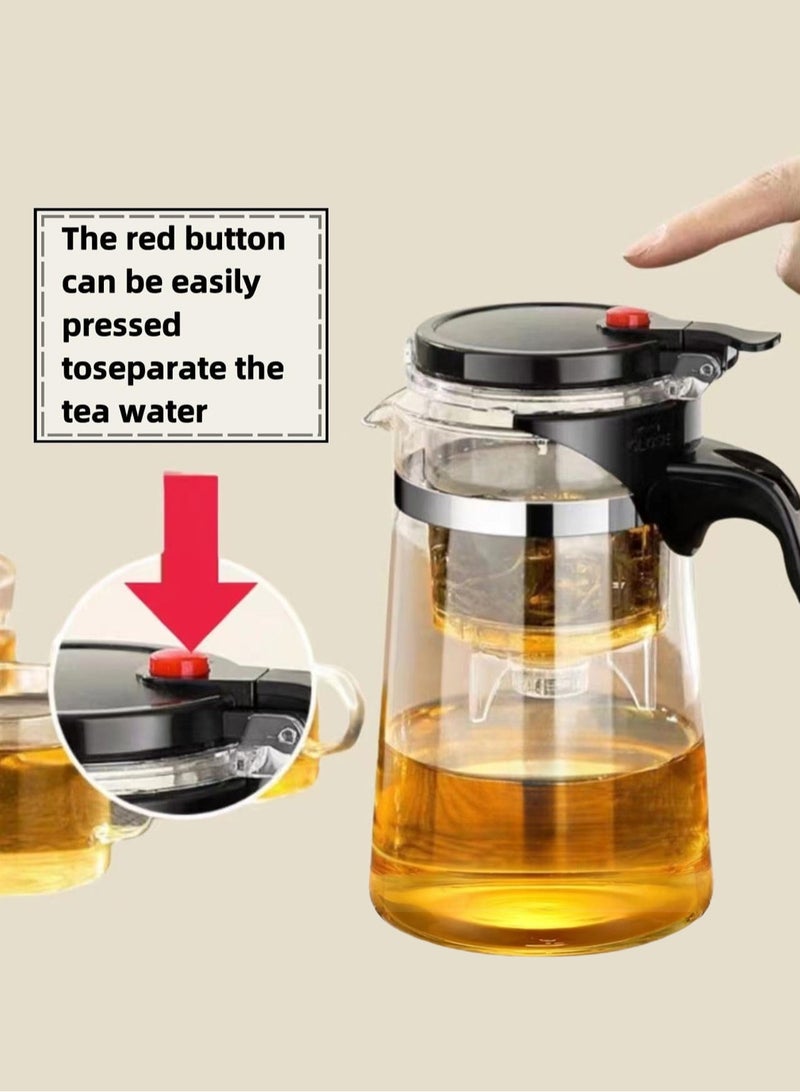 LOOPITYS 500ml glass teapot, detachable, detachable glass filter borosilicate glass teapot, fragrant loose leaf teapot, transparent teapot for 360 degree observation - Image 5