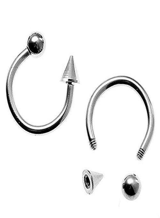 Ervio Silver CBR Circular Rings Earring Set | Surgical Steel Body Piercing Jewelry for Lip, Eyebrow, Cartilage, Nose | Unisex Ball Closure Rings for Men & Women - Image 4