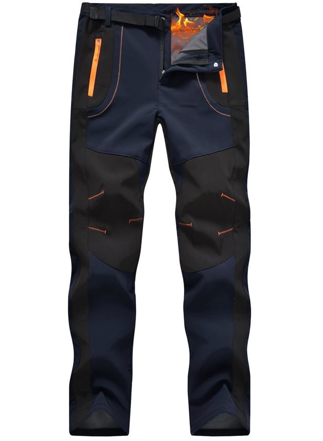 Rdruko Men's Snow Ski Waterproof Softshell Pants Outdoor Hiking Fleece Insulated Winter Thermal Pants(Navy, US M) - Image 1