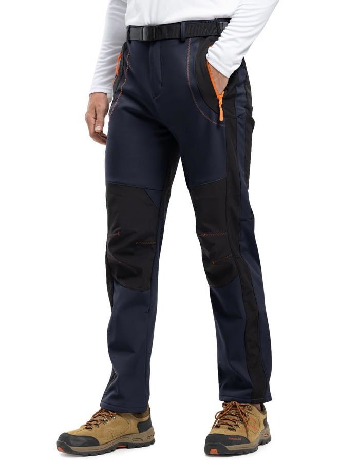 Rdruko Men's Snow Ski Waterproof Softshell Pants Outdoor Hiking Fleece Insulated Winter Thermal Pants(Navy, US M) - Image 2