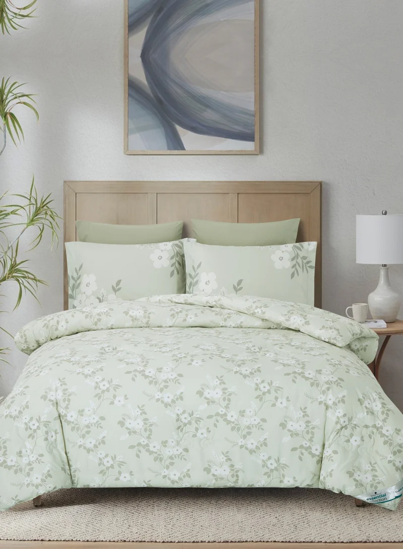 Donetella Printed Comforter Set 4-Pcs Single Size All Season Single Bed Fits(120 X 200 Cm)Bedding Set With Removable Filler And Down Alternative Filling