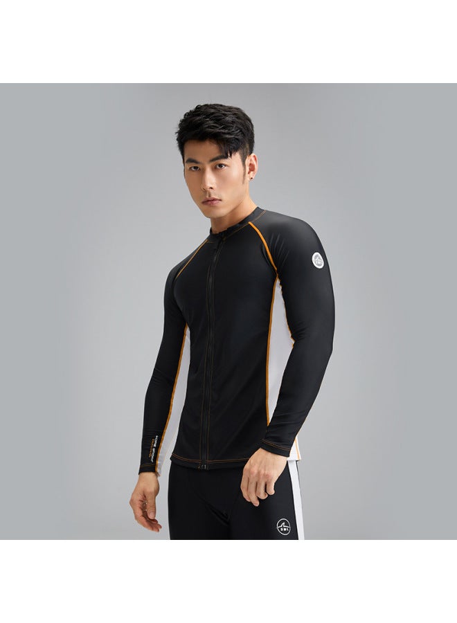 Loquat Men's Two-piece Swimsuit Outdoor Sun Protection Nylon Cardigan Surfing Suit Quick-drying Breathable Swimsuit Suit Men-Color:NY23-14 Black And White- - Image 1