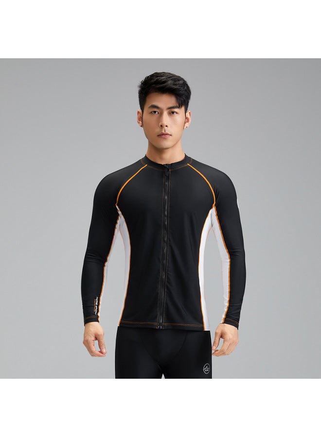 Loquat Men's Two-piece Swimsuit Outdoor Sun Protection Nylon Cardigan Surfing Suit Quick-drying Breathable Swimsuit Suit Men-Color:NY23-14 Black And White- - Image 2