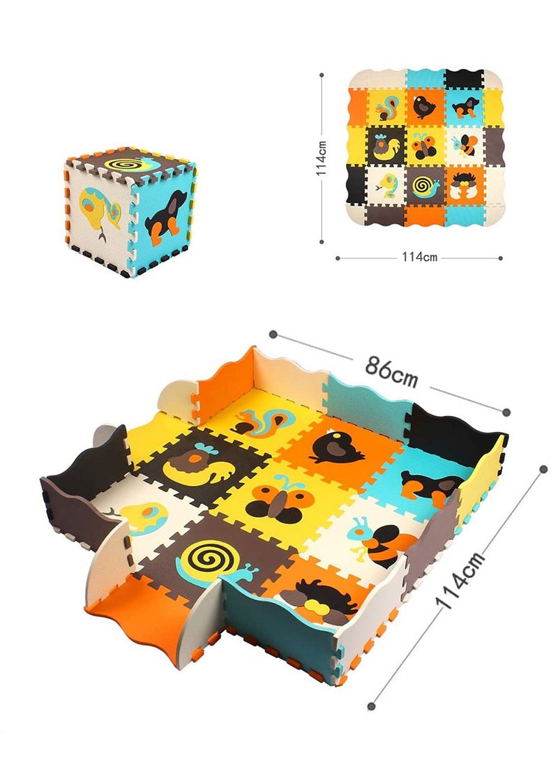 MaBaby - Baby Foam Play Mat for Kids，Square Interlocking Puzzle Floor Mat，Baby Play Mat Floor Mat Foam Puzzle Playmat for Toddlers with Fence - Image 1