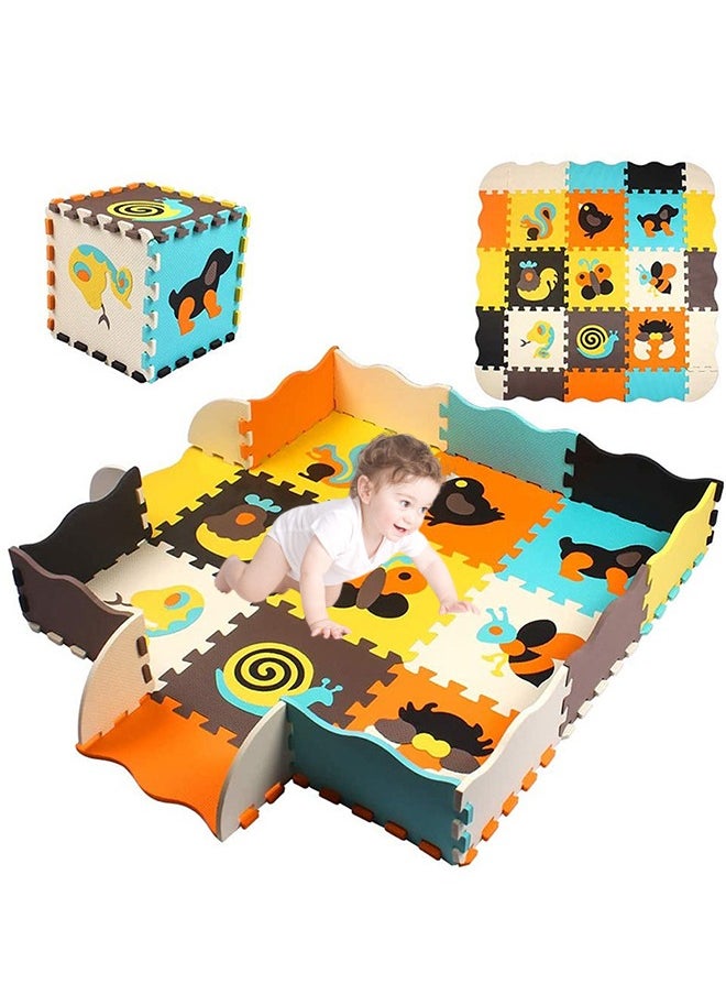 MaBaby - Baby Foam Play Mat for Kids，Square Interlocking Puzzle Floor Mat，Baby Play Mat Floor Mat Foam Puzzle Playmat for Toddlers with Fence - Image 1