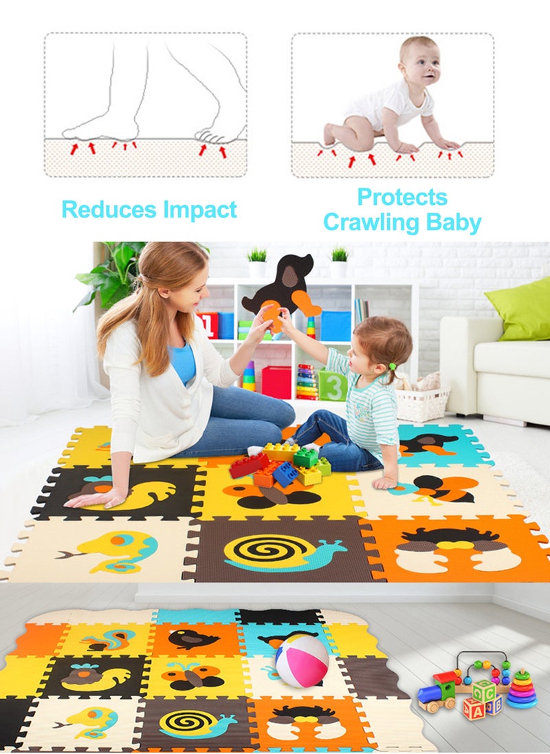 MaBaby - Baby Foam Play Mat for Kids，Square Interlocking Puzzle Floor Mat，Baby Play Mat Floor Mat Foam Puzzle Playmat for Toddlers with Fence - Image 1