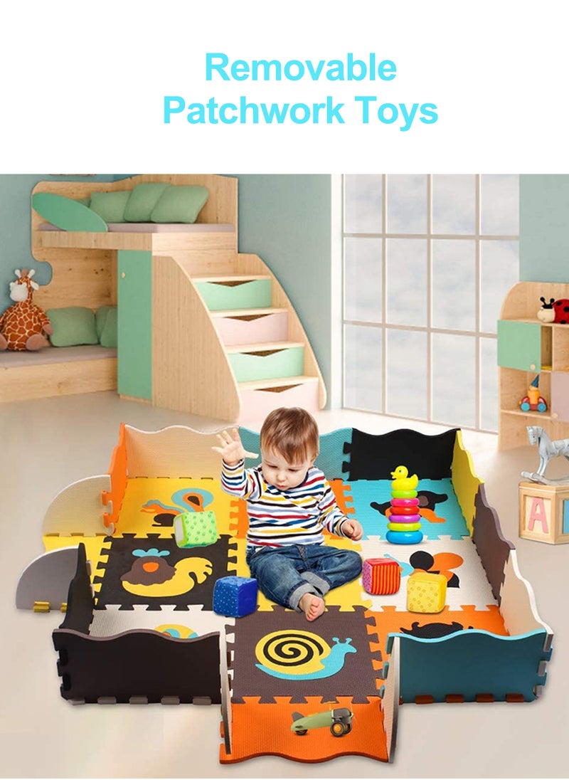 MaBaby - Baby Foam Play Mat for Kids，Square Interlocking Puzzle Floor Mat，Baby Play Mat Floor Mat Foam Puzzle Playmat for Toddlers with Fence - Image 1