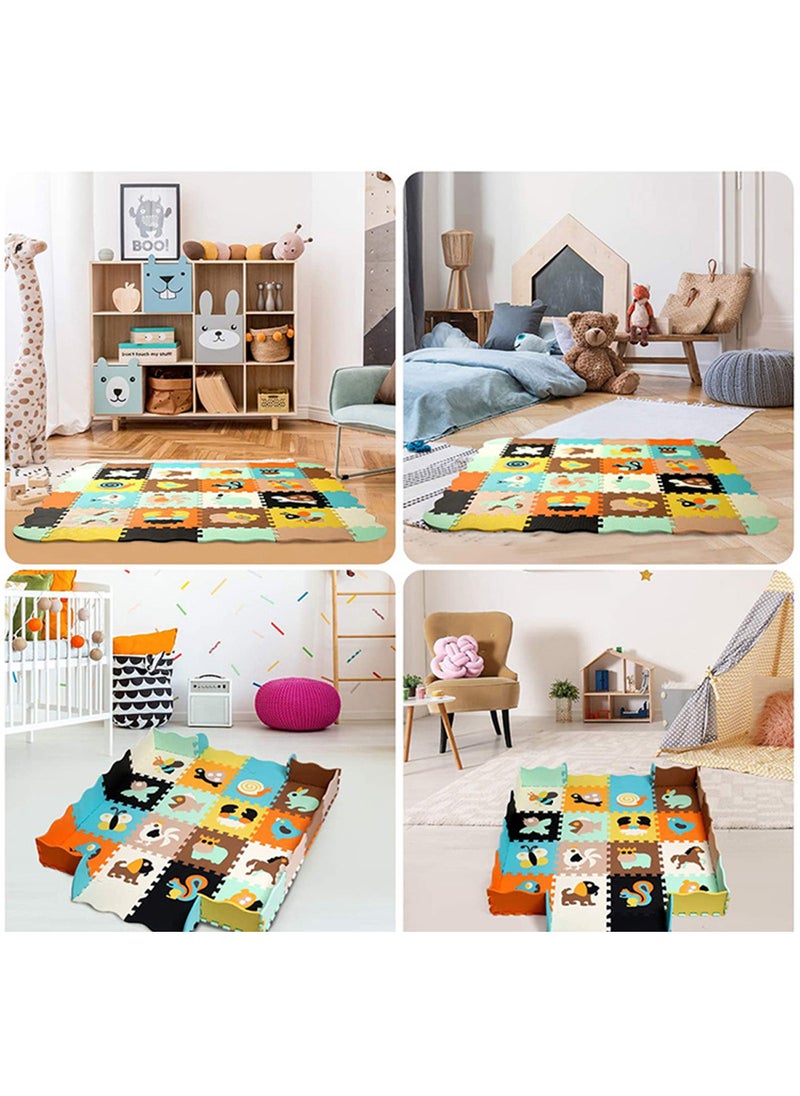 MaBaby - Baby Foam Play Mat for Kids，Square Interlocking Puzzle Floor Mat，Baby Play Mat Floor Mat Foam Puzzle Playmat for Toddlers with Fence - Image 1