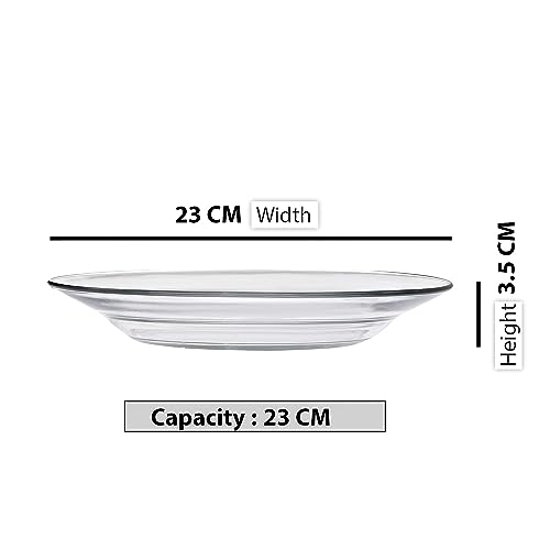 Incrizma Glass 23 cm Deep Soup/Pasta Plate Dessert and Salad Plates, Round Plates for Toast, Cheese, Appetizer, Side, and Pie Set of 2 (23 cm, 6) - Image 3