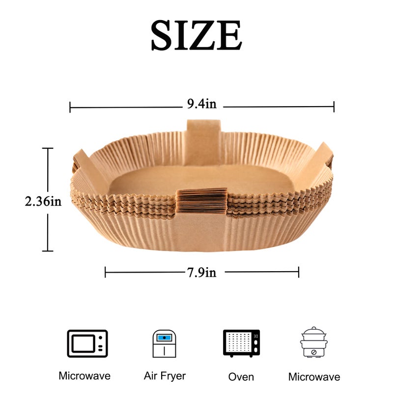 Gropecan Air Fryer Disposable Paper Liner, Square Parchment Insert Non-Stick, Baking Food Grade Sheet for Aifryer Basket, Oven, Pan, Oil-proof, Water-proof, Papel Para Freidora De Aire(50PCS 7.9 Inch Natural) - Image 2